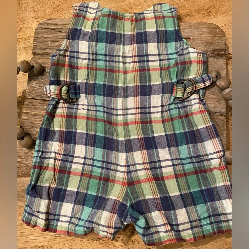 Vintage Polo‎ by Ralph Lauren Infant 3-6 Months 100% Cotton Plaid Overall Romper